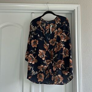 Navy Floral Blouse/Cover Up! (Never Worn)